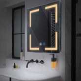 LED Spiegel Quadratisch | Touch-Schalter | Anti-Beschlag-Funktion | Warmweißes Licht - Reyze Seria Salono Model 2